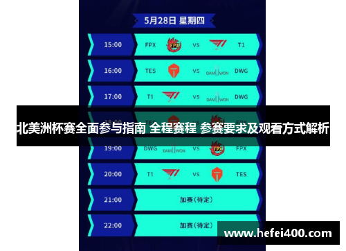 北美洲杯赛全面参与指南 全程赛程 参赛要求及观看方式解析